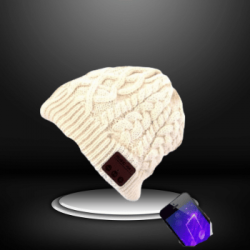 Bonnet Tricoté Haute Qualité Bluetooth Beige