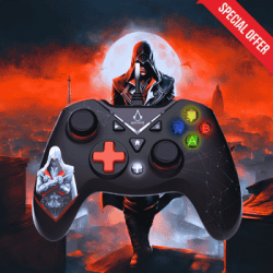  Manette Filaire PC - Assassin's Creed Noire et Rouge