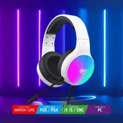 Casque Gaming Filaire HAVIT Astro H2016D RGB Blanc